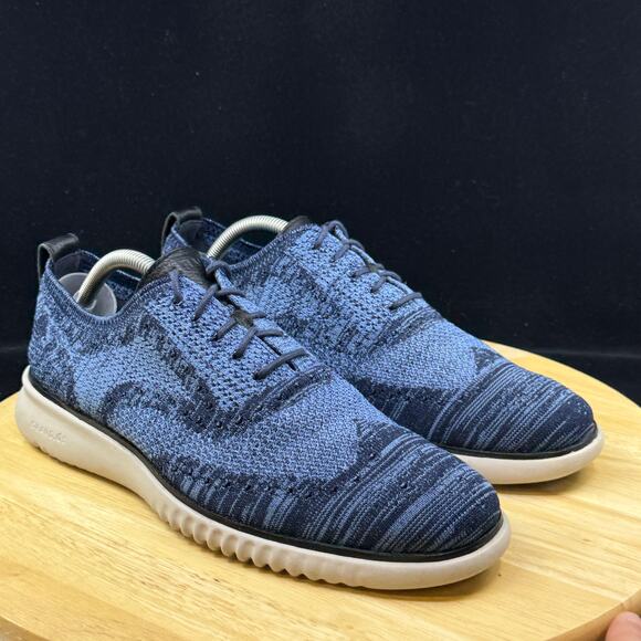 Cole Haan 2.Zerogrand Stitchlite Blue Oxford Wingtip Shoes C27946 Men's Size 9 - Picture 4 of 10